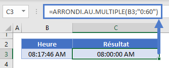 arrondir heure multiple 60min exemple