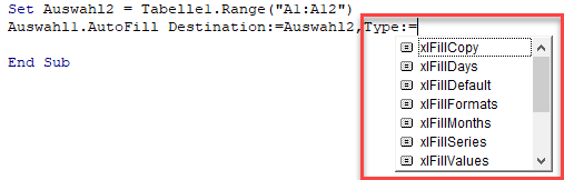 automatisches ausfuellen typ festlegen