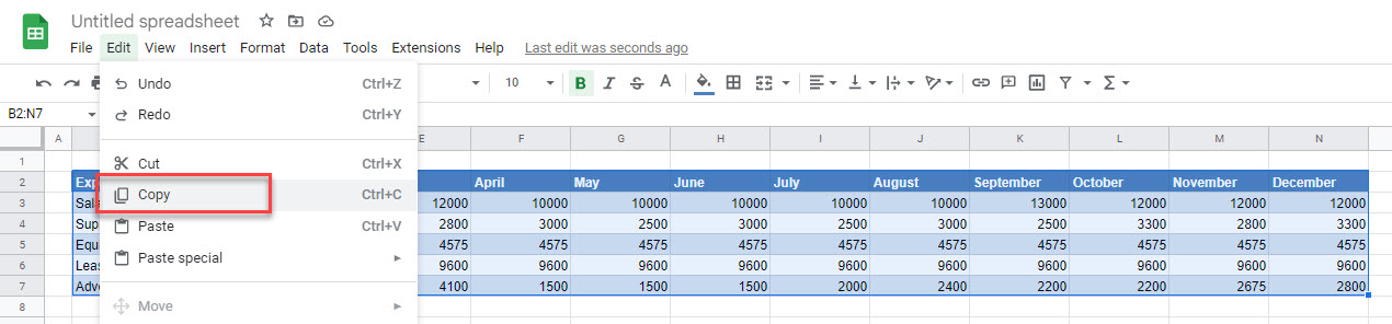 copy table gs copy