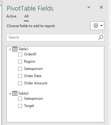 createtable fields