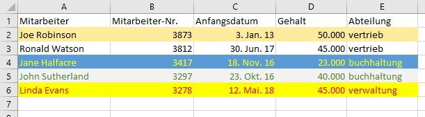 daten nach schriftfarbe sortieren