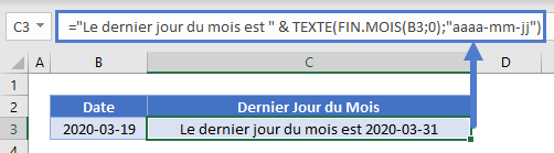 dernier jour du mois affichage fonction texte