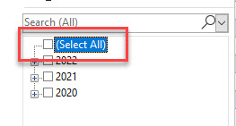filterbydate select all