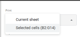 howtoprint gs select cells