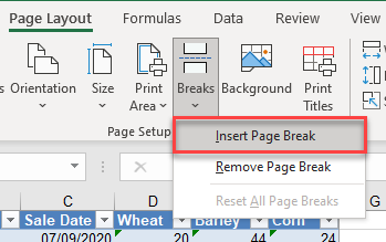 howtoprint insert page break