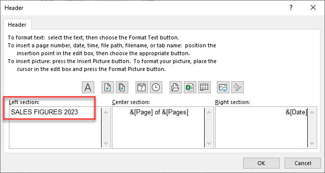 howtoprint left header