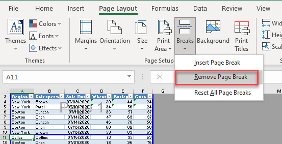 howtoprint remove page break