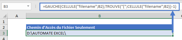 inserer chemin fichier chemin acces seulement