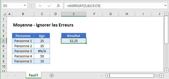 moyenne ingorer erreurs fonction principale
