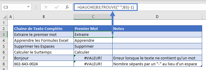 obtenir premier mot exemple principal