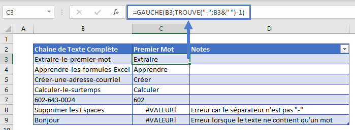 obtenir premier mot separateur different espace