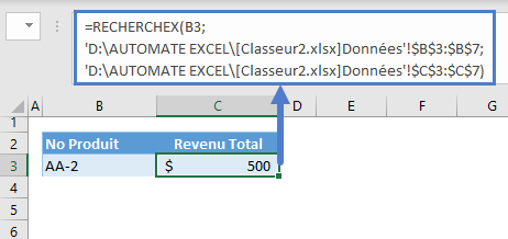 recherchex differentes feuilles exemple classeur différent chemin complet