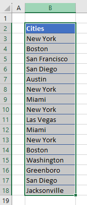 remove duplicates cond format list