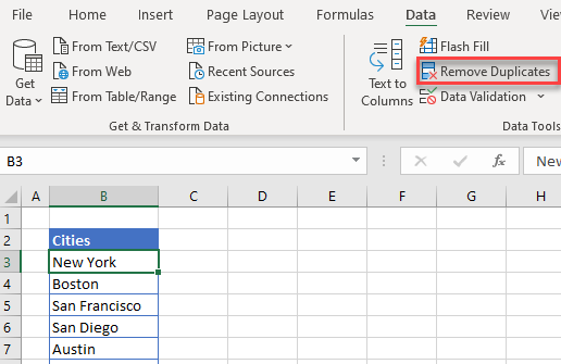 remove duplicates ribbon data