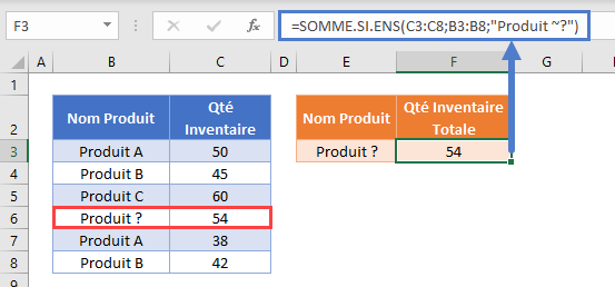 somme si cellule texte caractere generiques utilisation tilde 2