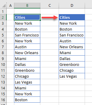 unique values advanced filter