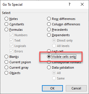 unique values visible cells-only