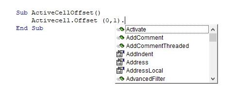 vba activecell.offset methoden