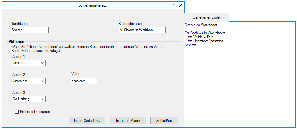 vba automacro schleifen generieren