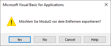 vba modul entfernen warnungsfenster