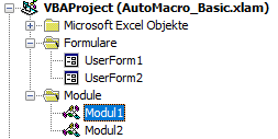 vba modul in projektnavigator