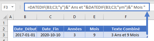 annees entre dates fonction datedif mois annees texte combine