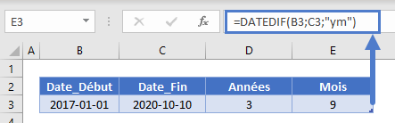 annees entre dates fonction datedif ym