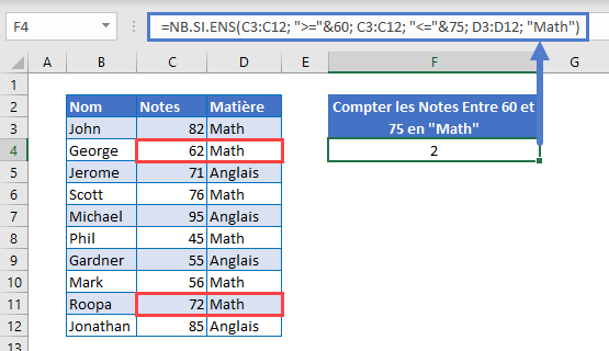 compter cellules entre deux nombres exemple 2