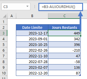 decompte jours restants soustraction fonction aujourdhui