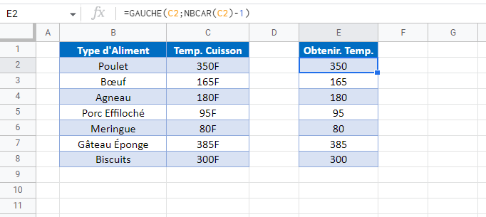 extraire texte cellule google sheets