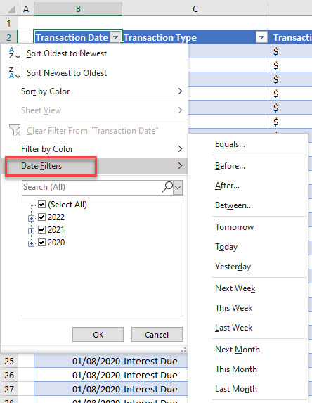 filterbydate date filters