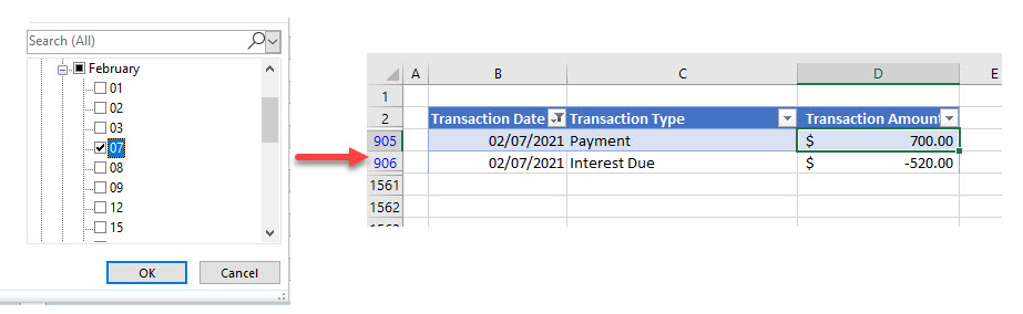 filterbydate filtered single date