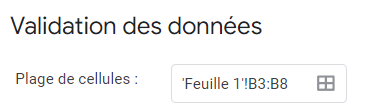 formules validation donnees personnalisees google sheets dialogue plage remplie