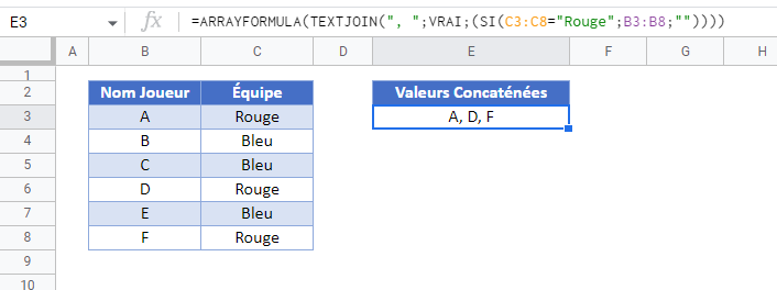 joindretexte si google sheets