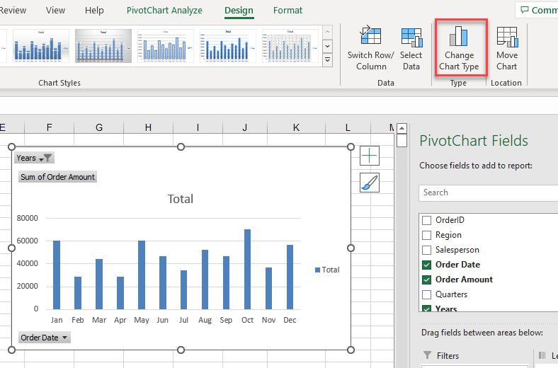 pivotchart chart type