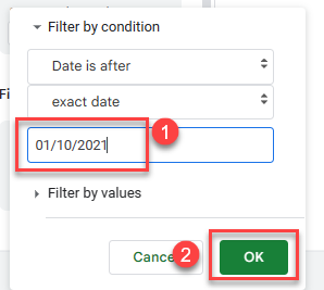 pivotfilter gs apply date