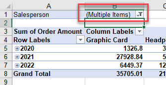 pivotfilters show multiple