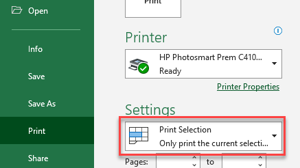 print chart print selection