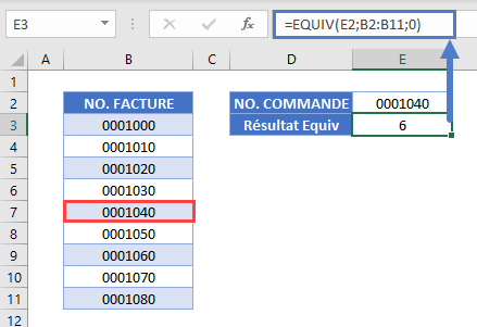 recherche adresse cellule fonction equiv