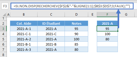 recherchev valeurs doubles rechercher toutes correspondances fonction si non disp