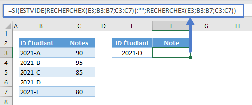 recherchex retourne vide pas zero fonction estvide