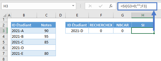 recherchex retourne vide pas zero fonction nbcar etape 2