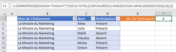 sous total si tableau formule soustotal contionnel