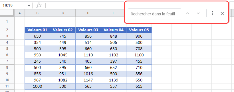 trouver nombre dans colonne fonction rechercher google sheets