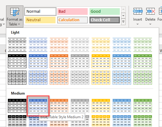 converttotable select style