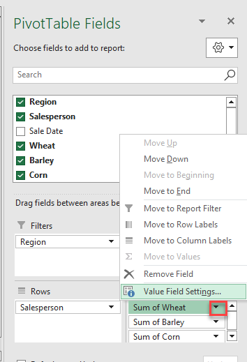 advancedpivot field settings