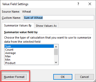 advancedpivot number format