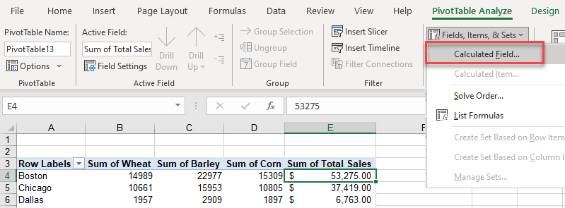 advancedpivot ribbon calculated field