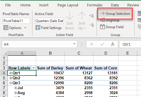 advancedpivot ribbon groupselection