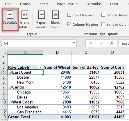 advancedpivot ribbon subtotals